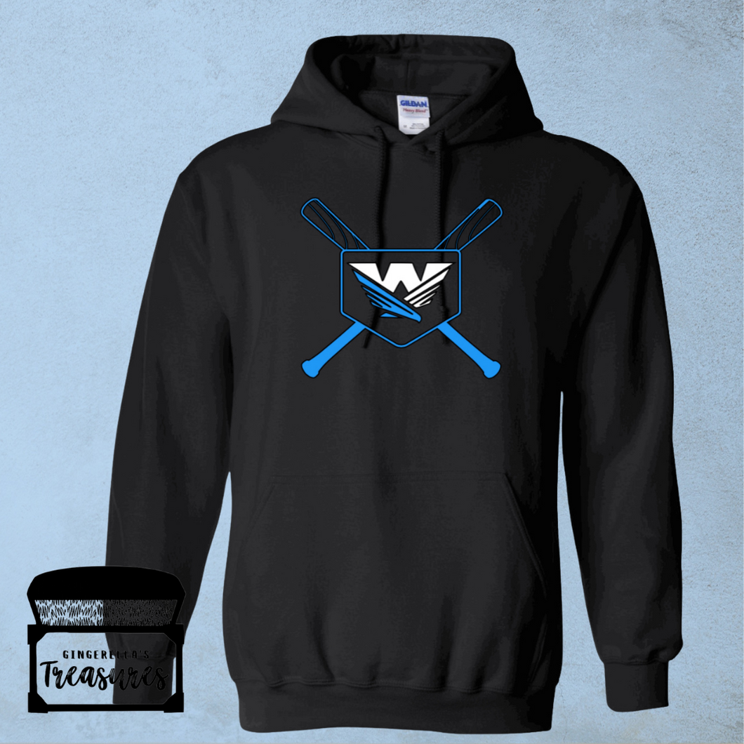 Warhawks Logo and Baseball Bats - Hoodie (Black)