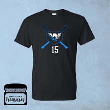 Load image into Gallery viewer, Warhawks Logo and Baseball Bats - T-Shirt (Black)
