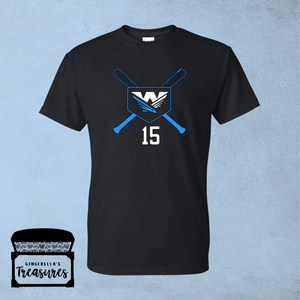 Warhawks Logo and Baseball Bats - T-Shirt (Black)