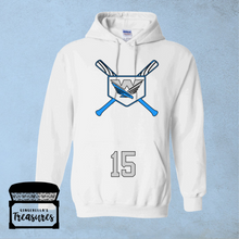 Load image into Gallery viewer, Warhawks Logo and Baseball Bats - Hoodie (White)
