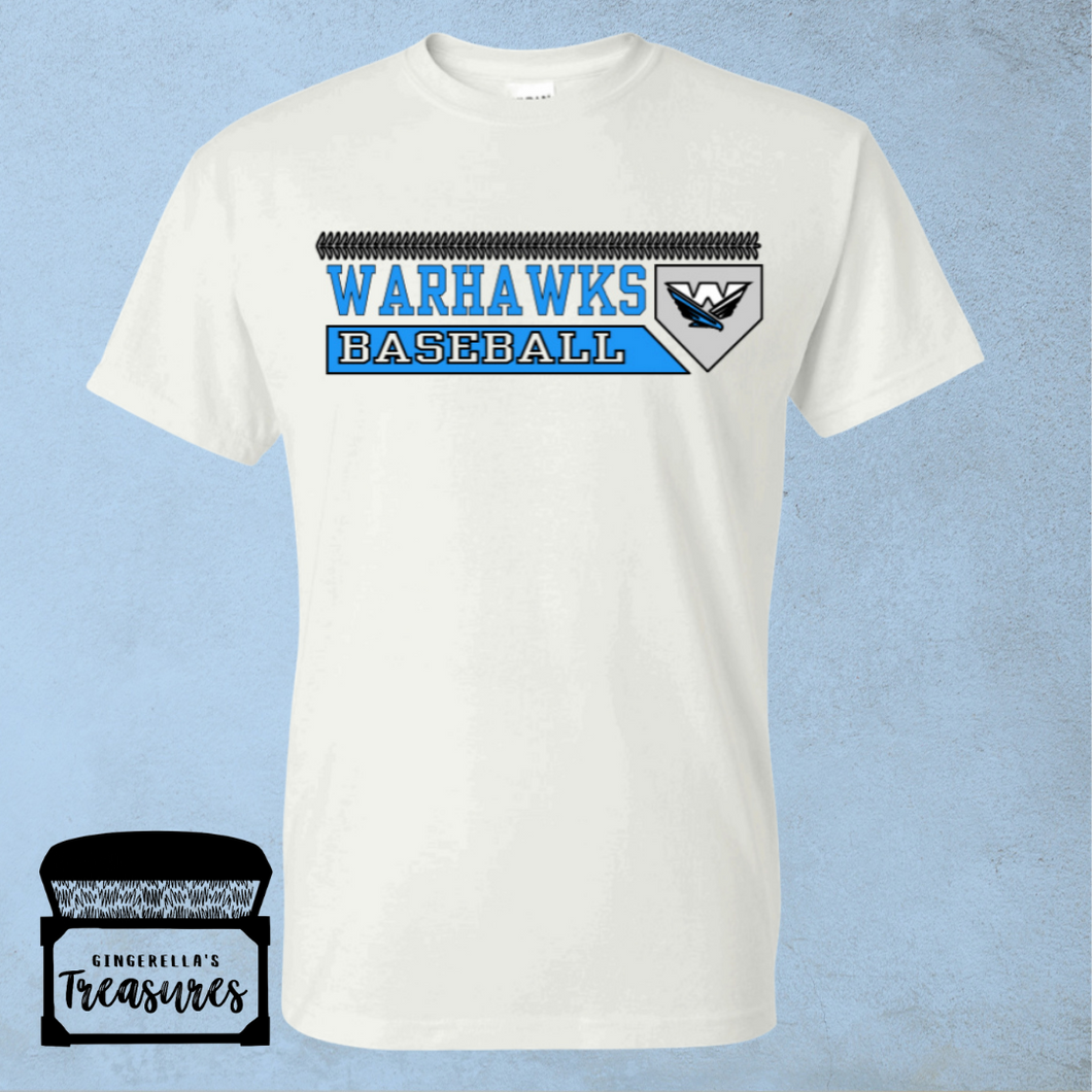 Warhawks Baseball with Homeplate & Logo - T-Shirt (White)