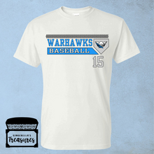 Load image into Gallery viewer, Warhawks Baseball with Homeplate &amp; Logo - T-Shirt (White)
