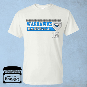 Warhawks Baseball with Homeplate & Logo - T-Shirt (White)