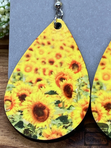Sunflower Field Teardrop Earrings