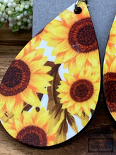 Load image into Gallery viewer, Sunflowers (White Background) Teardrop Earrings
